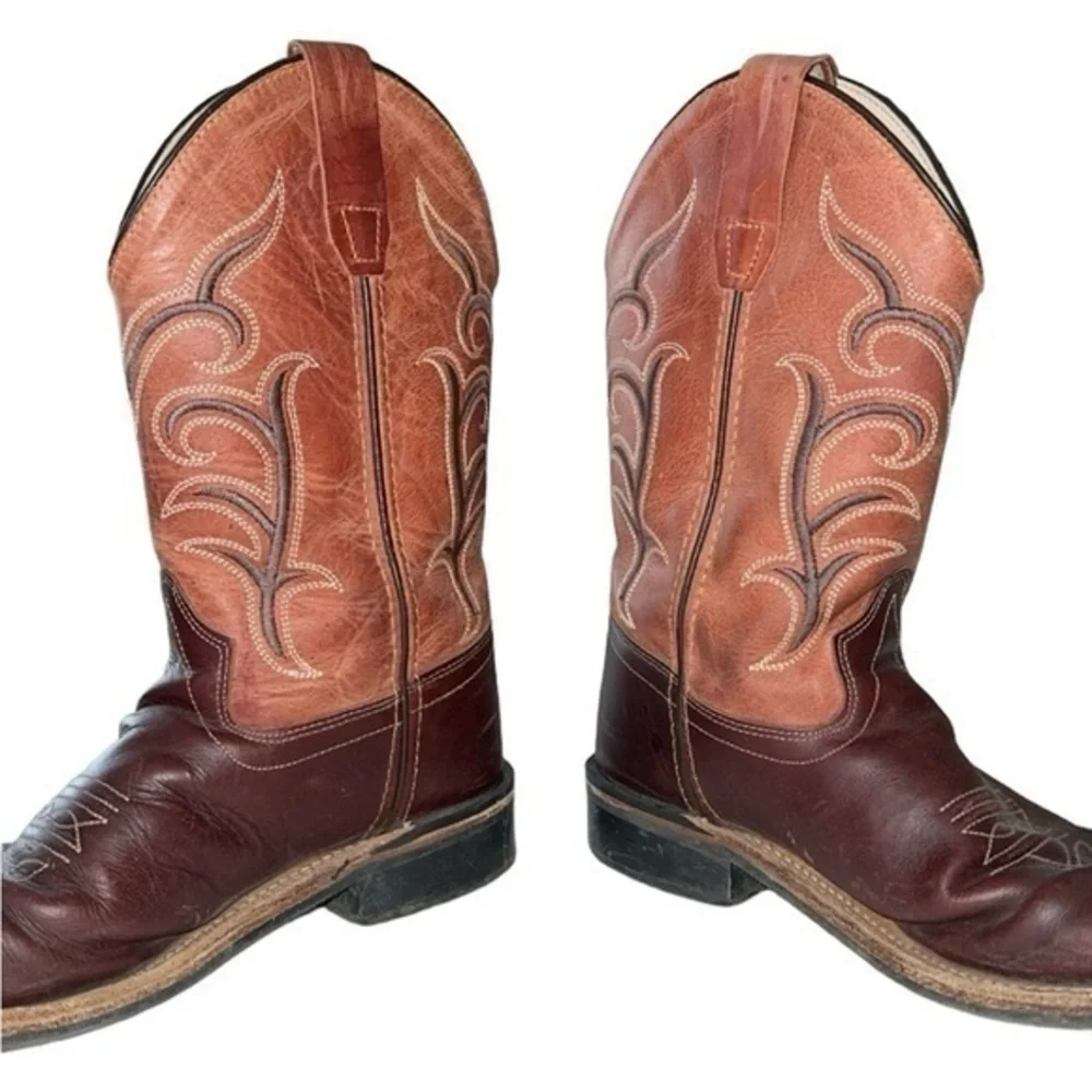 Old West Children's Unisex Broad Square‎ Toe Western Boots